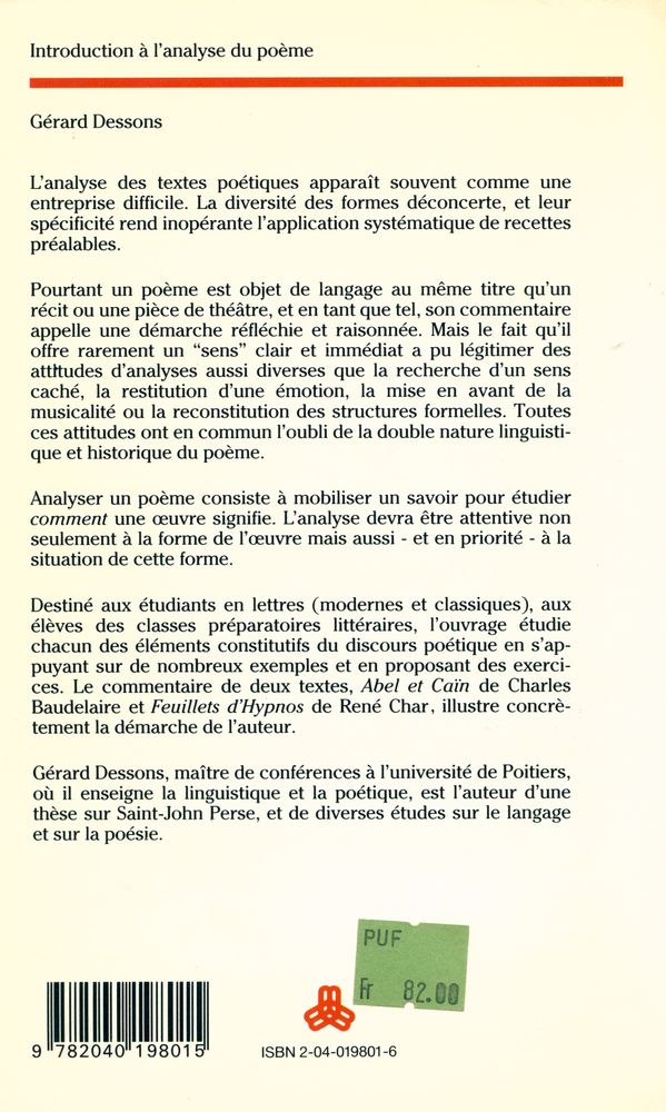『Introduction à l'analyse du Poème』 5