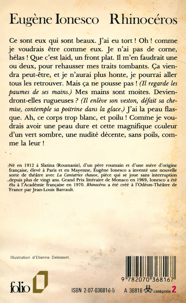 『Rhinocéros : PIÈCE EN TROIS ACTES ET QUATRE TABLEAUX』 3
