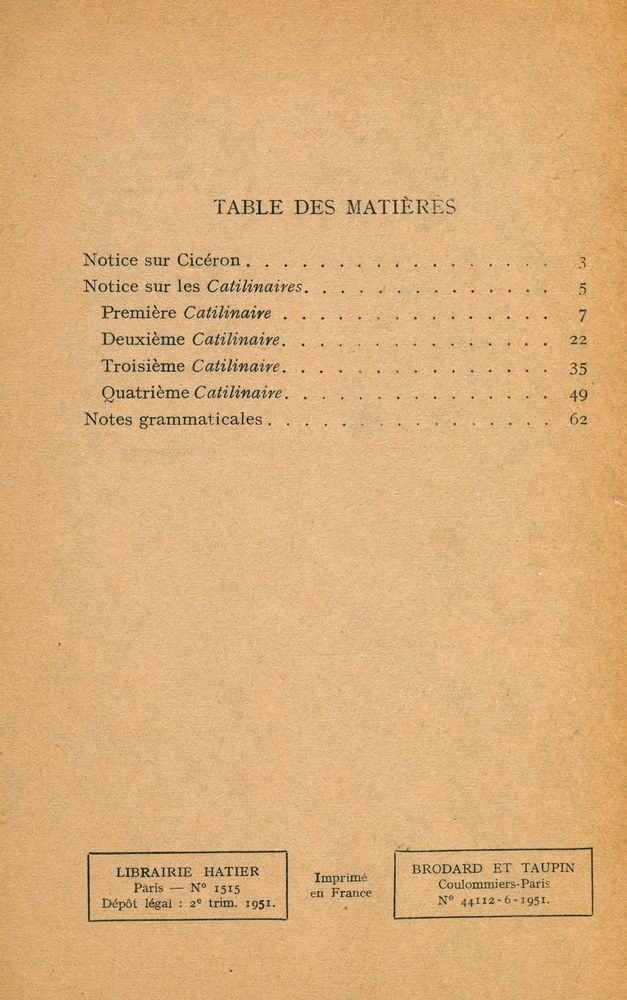 『LES CATILINAIRES』 2