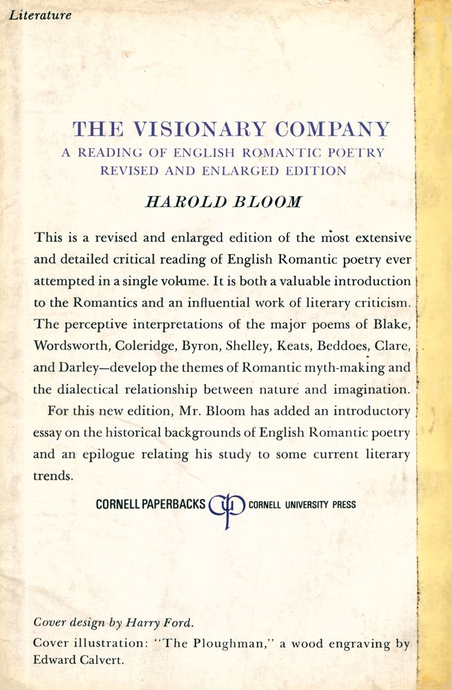 『THE VISIONARY COMPANY : A READING OF ENGLISH ROMANTIC POETRY』 6