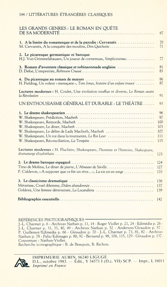 『LITTÉRATURES ÉTRANGÈRES de l'époque classique』 3