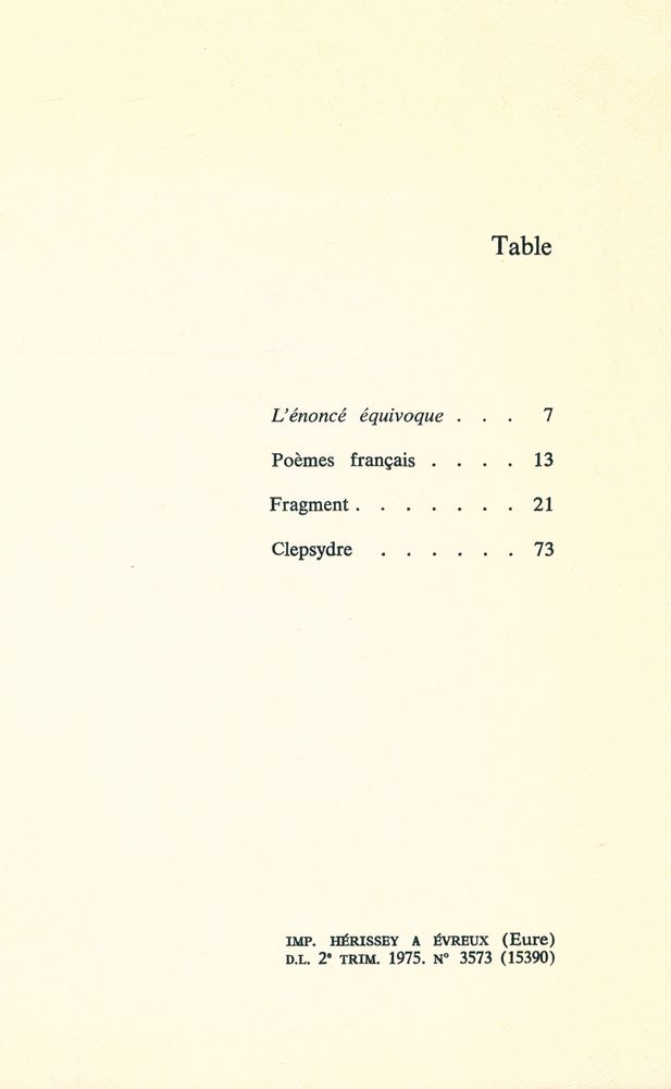 『Fragment : Clepsydre, poèmes français』 2