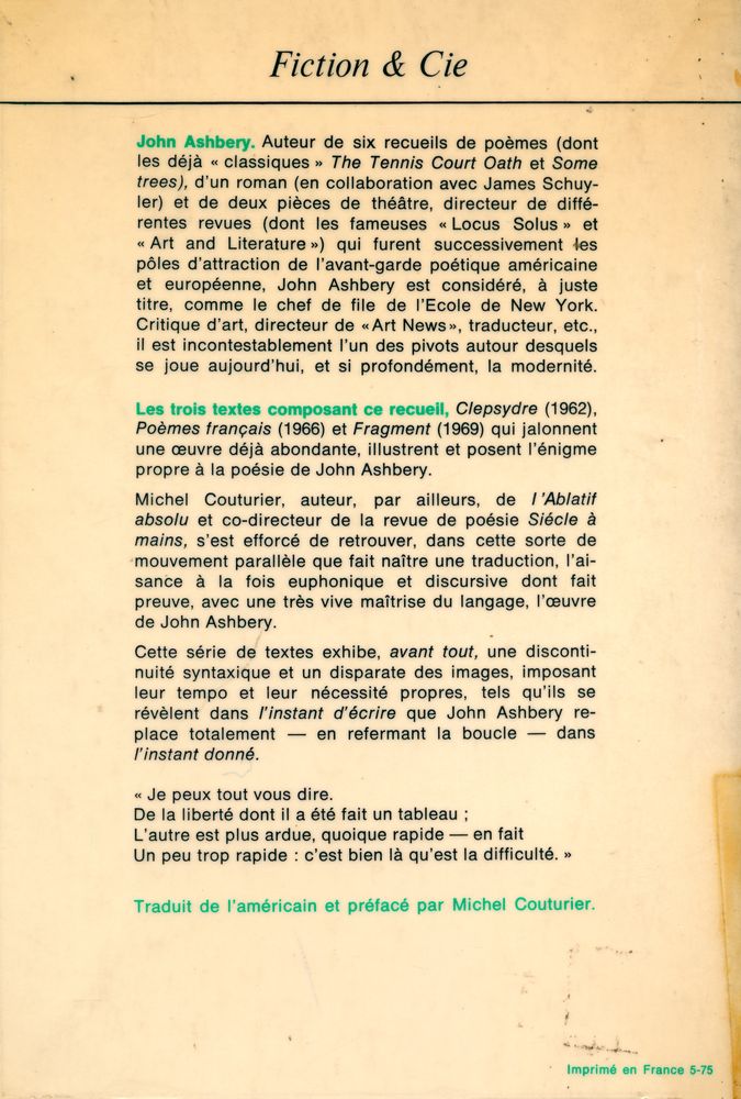 『Fragment : Clepsydre, poèmes français』 3