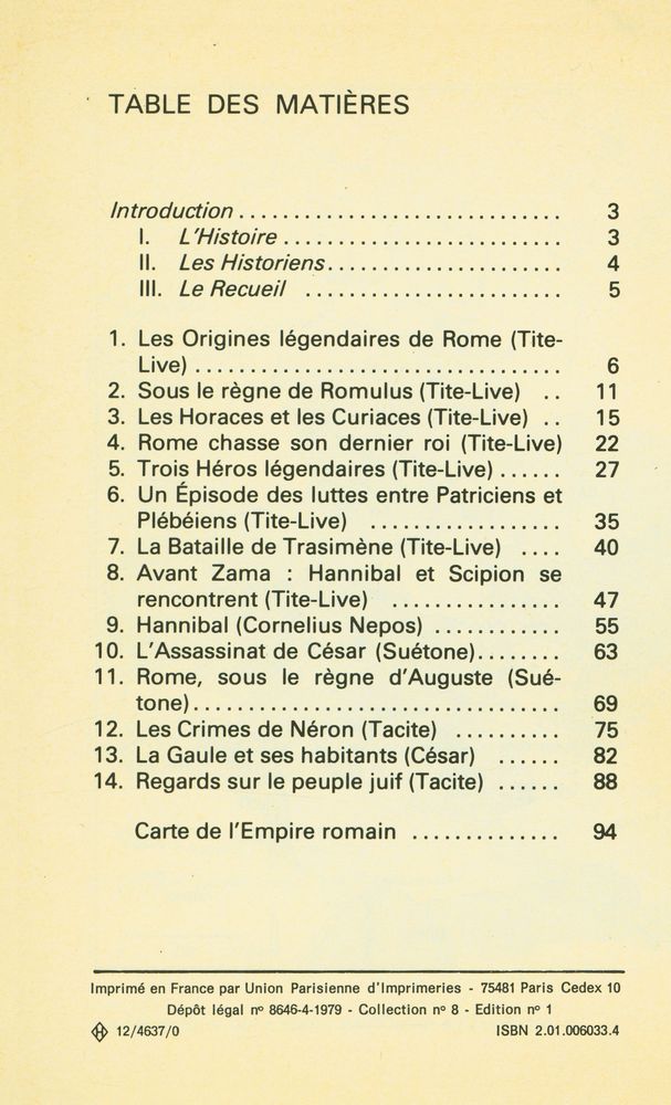 『récits des historiens latins』 2