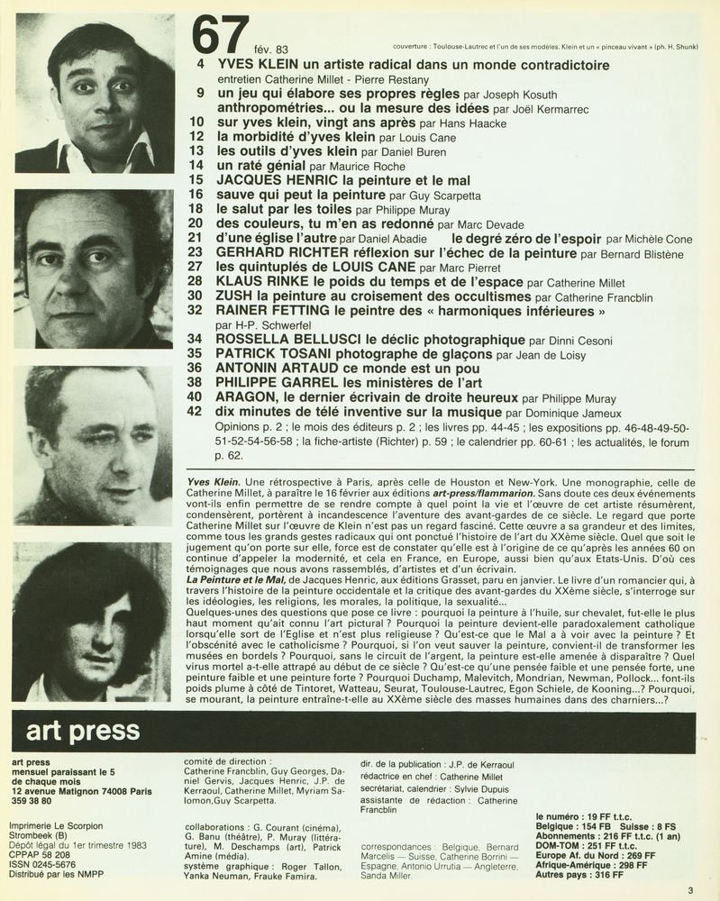 『art press』 No. 67 - FEV. 83 2