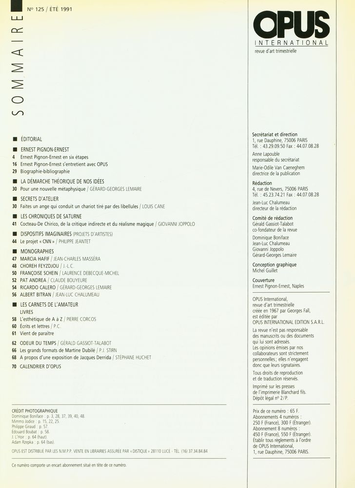 『OPUS INTERNATIONAL』 N° 125 - ÉTÉ 1991 2