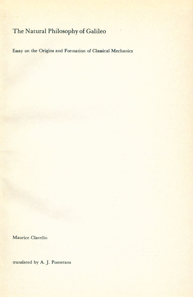 『The Natural Philosophy of Galileo』 1