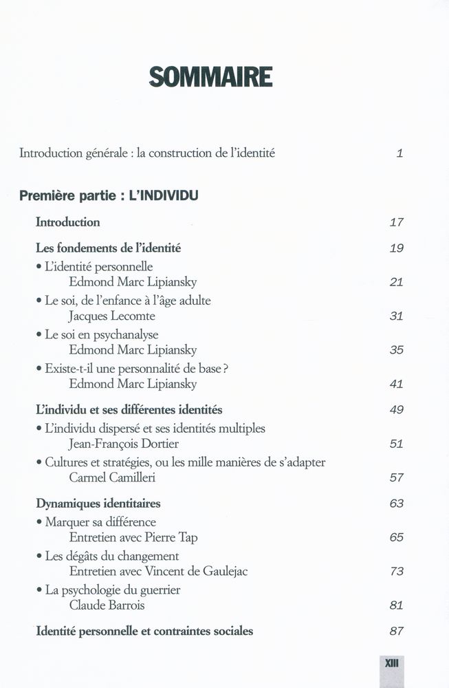 『L'identité : L'individu, Le groupe, La société』 2