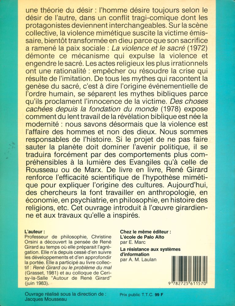 『LA PENSEE DE RENE GIRARD』 4