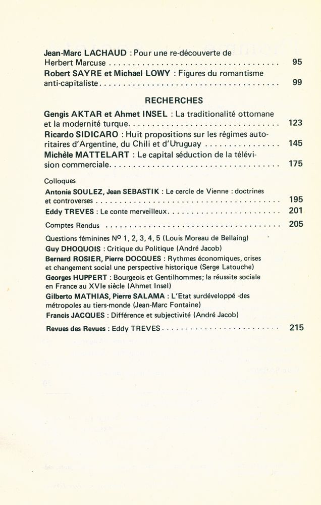 『l'homme et la société』 N° 69 - 70 Juillet - Décembre 1983 3