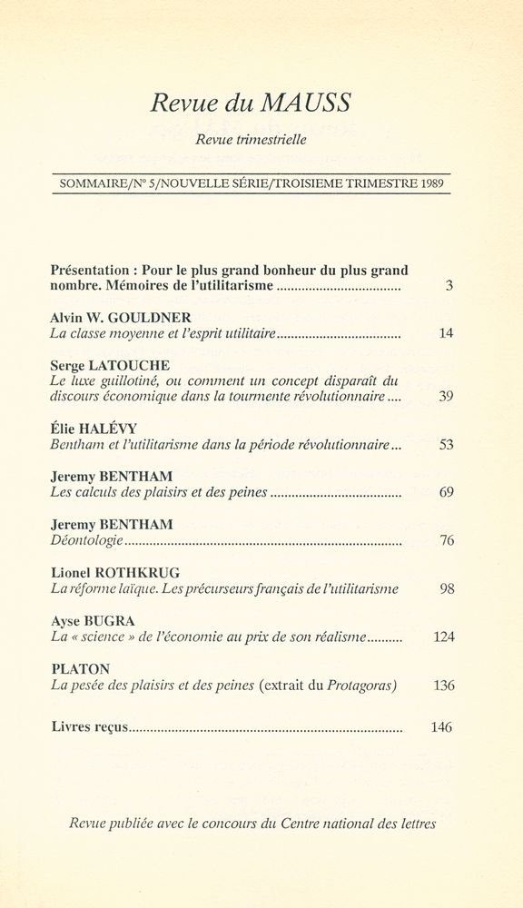 『la revue du mauss』 1989, 5  2