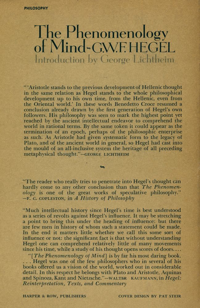『THE PHENOMENOLOGY OF MIND』
