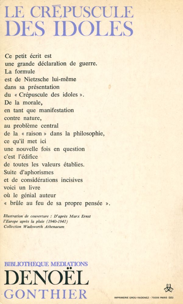 『LE CRÉPUSCULE DES IDOLES : suivi de LE CAS WAGNER』 3