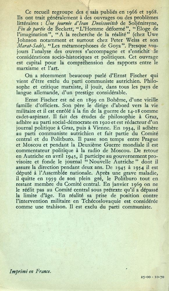 『A la recherche de la réalité : contribution à une esthétique marxiste moderne』 3