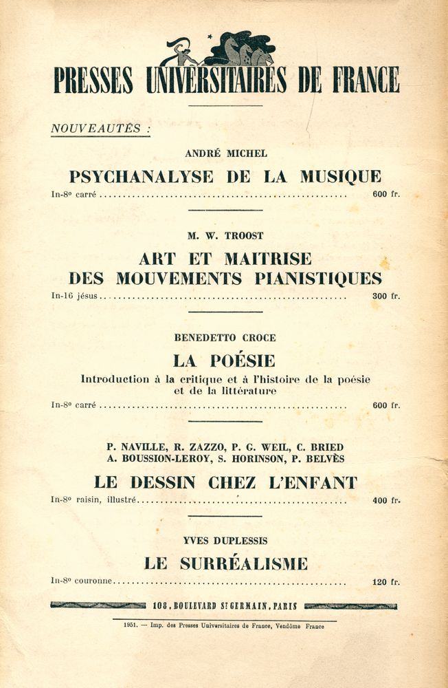 『REVUE D'ESTHÉTIQUE』 TOME QUATRE - FASCICULE 1, JANVIER - MARS 1951 3