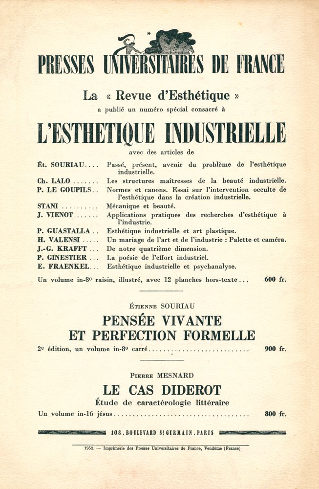 『REVUE D'ESTHÉTIQUE』 TOME CINQ - FASCICULE 4, OCTOBRE - DÉCEMBRE 1952 3