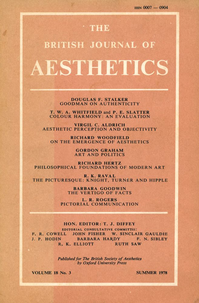 『THE BRITISH JOURNAL OF AESTHETICS』 VOLUME 18 NO.3 SUMMER 1978 1