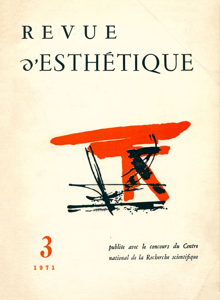 『REVUE D'ESTHÉTIQUE』 3, 1971 1