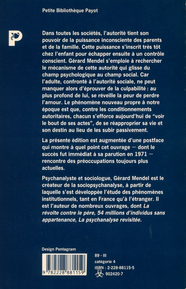 『Pour décoloniser l'enfant : Sociopsychanalyse de l'autorité』