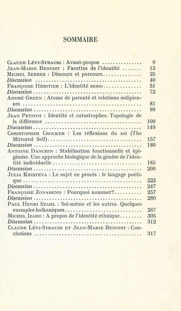 『L'IDENTITÉ : Séminaire interdisciplinaire dirigé par Claude Lévi - Strauss professeur au Collège de France 1974 - 1975』 2