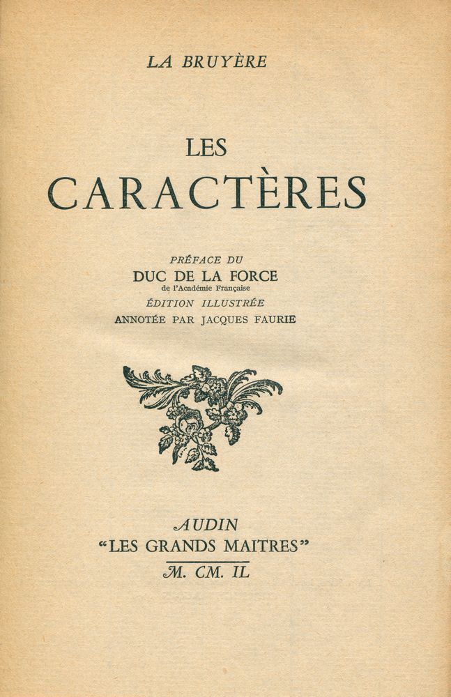 『LES CARACTERÈS』 1