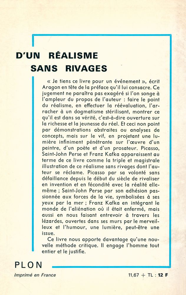 『D'UN RÉALISME SANS RIVAGES : Picasso, Saint - John Perse, Kafka』 3