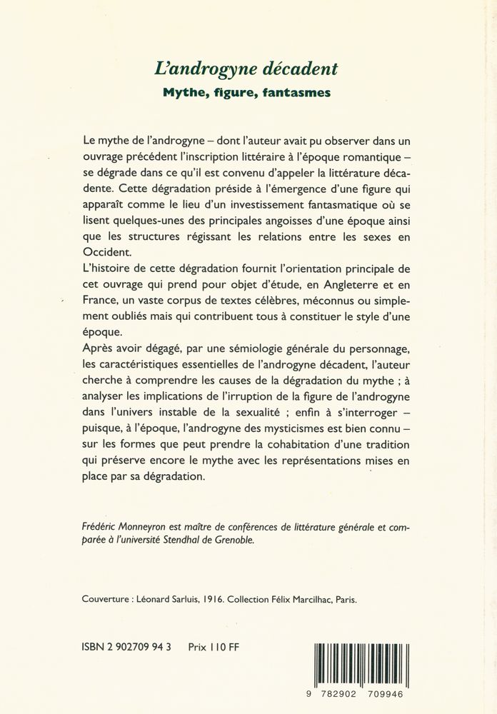 『L'androgyne décadent : Mythe, figure, fantasmes』 4