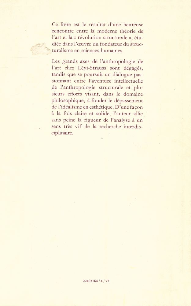 『L'ESTHÉTIQUE DE LÉVI - STRAUSS』 3