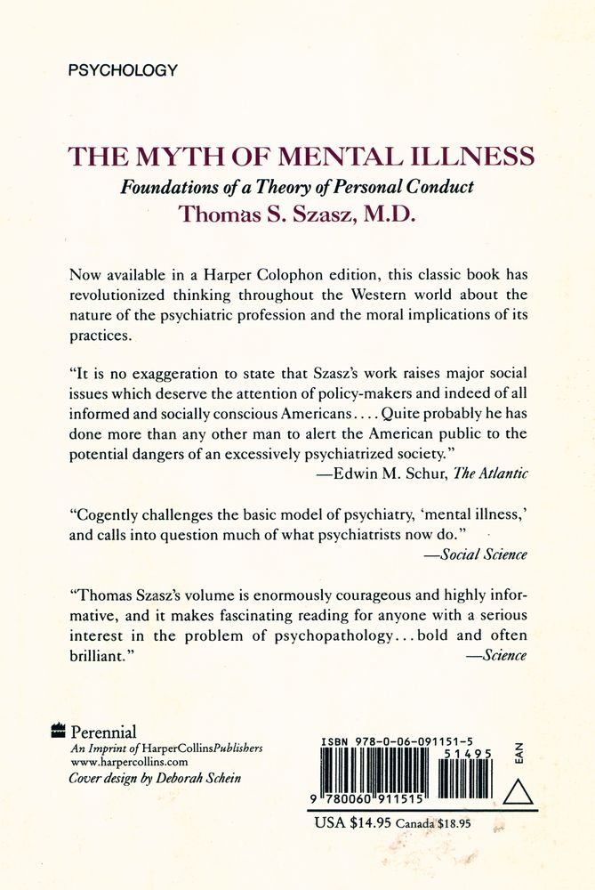 『THE MYTH OF MENTAL ILLNESS : Foundations of a Theory of Personal Conduct』 4