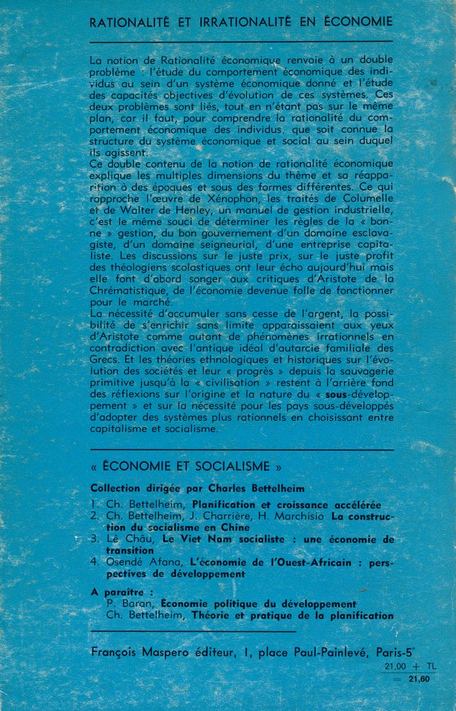 『économie et socialisme 5 - Rationalité et irrationalité en économie』 4