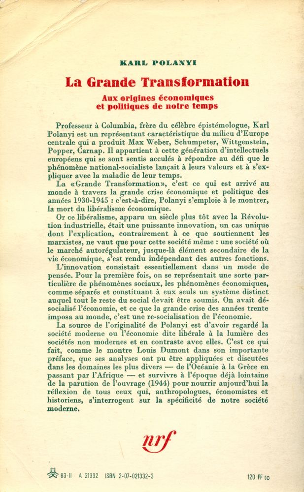 『La Grande transformation : aux origines politiques et économiques de notre temps』 5