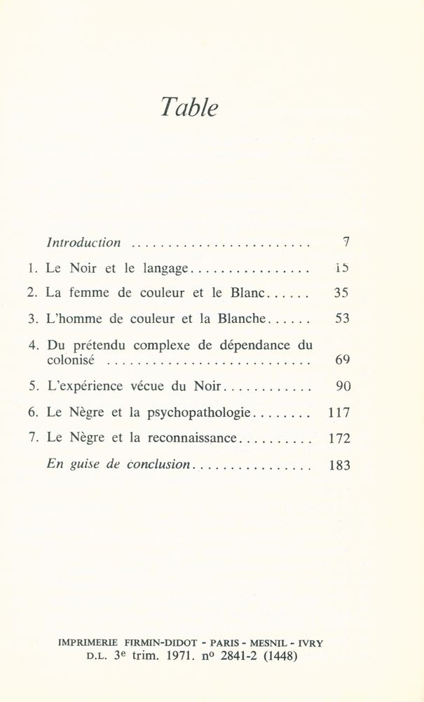 『Peau noire masques blancs』 2