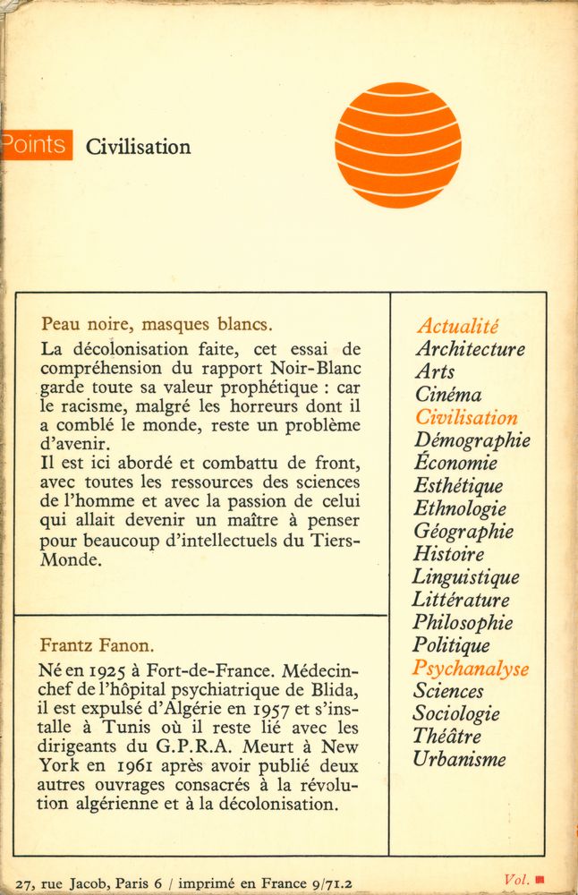 『Peau noire masques blancs』 3