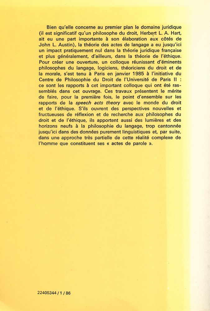 『Théorie des Actes de Langage, Ethique et Droit』 4