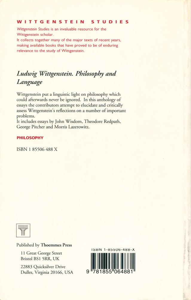 『Ludwigh Wittgenstein : Philosophy and Language』 3