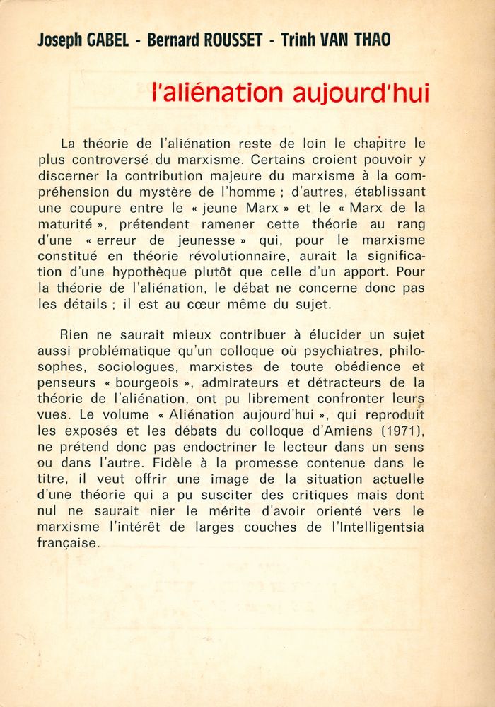 『l'aliénation aujourd'hui』 5