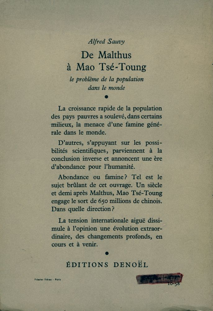 『de Malthus à Mao Tsé - Toung』 3