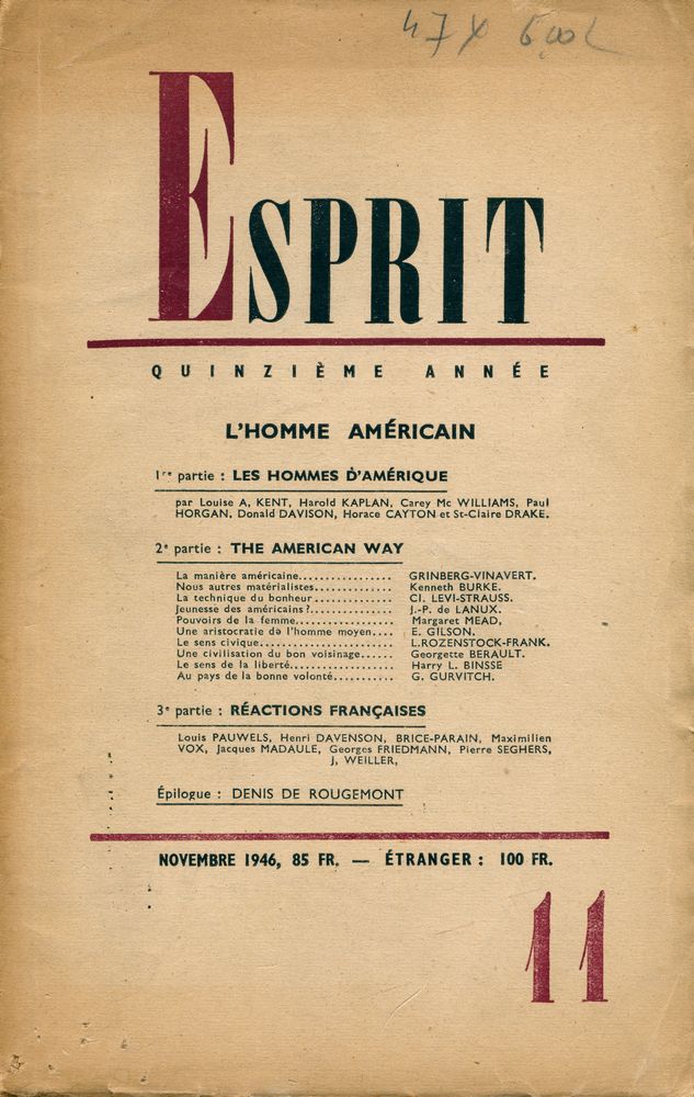 『ESPRIT』 NOVEMBRE 1946 1