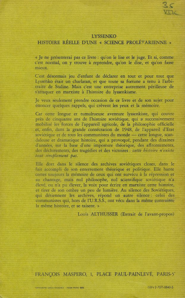 『LYSSENKO : Histoire réelle d'une 《science prolétarienne》』 3