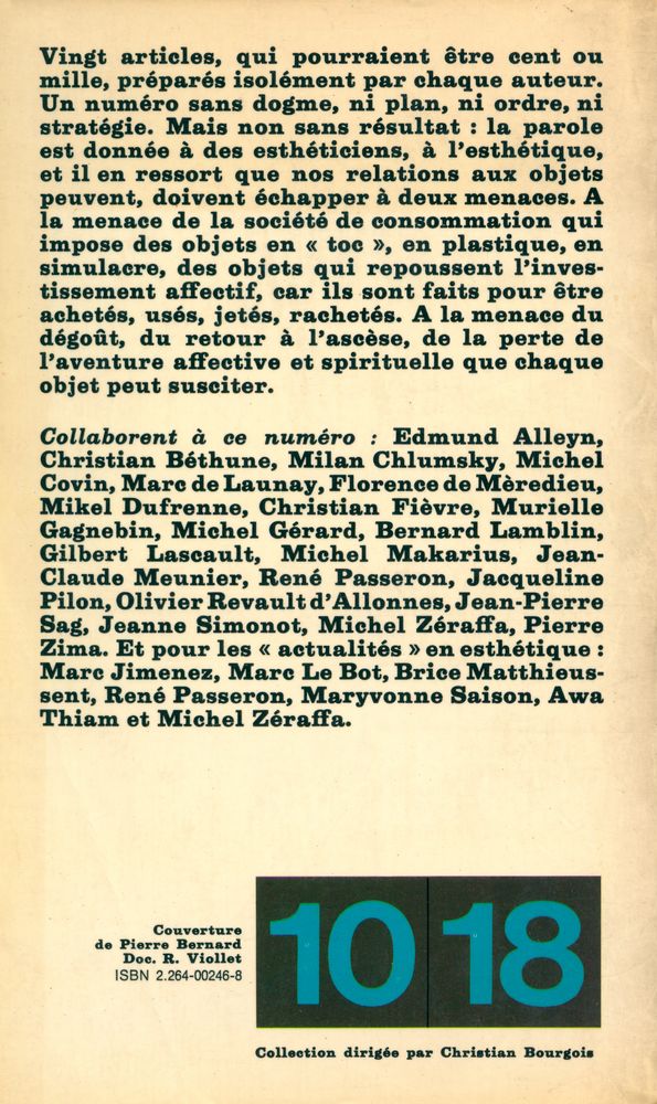 『Revue d'Esthétique』 n.3/4/1976 5