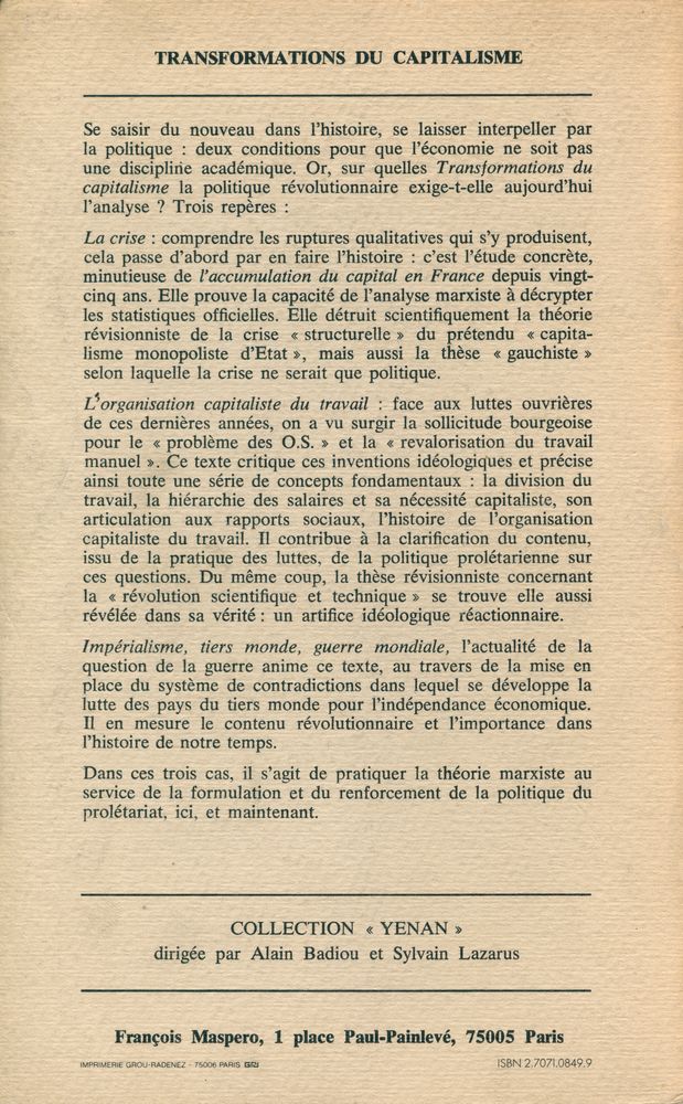 『Transformations du capitalisme』 4