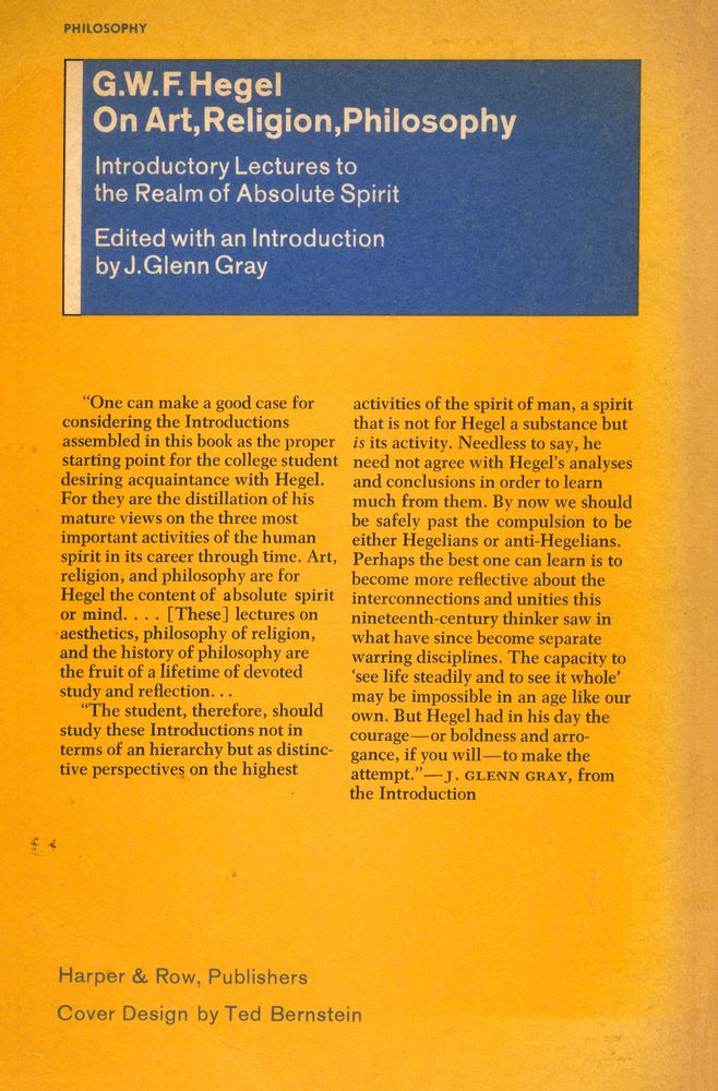 『G.W.F. Hegel on Art, Religion, and Philosophy』 3