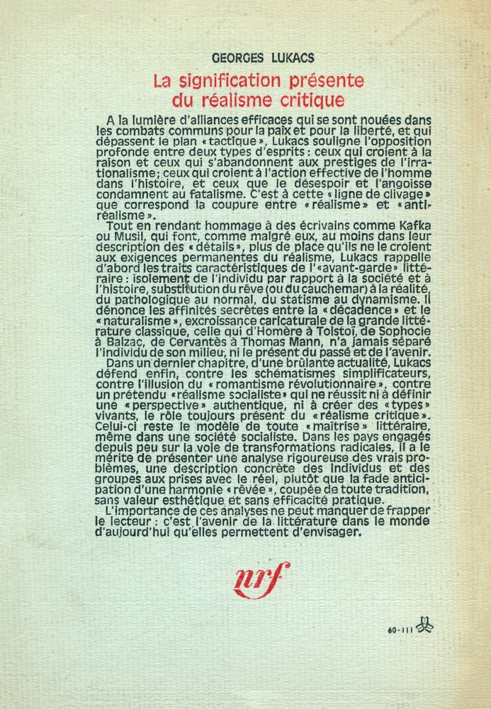 『La signification présente du réalisme critique』 3