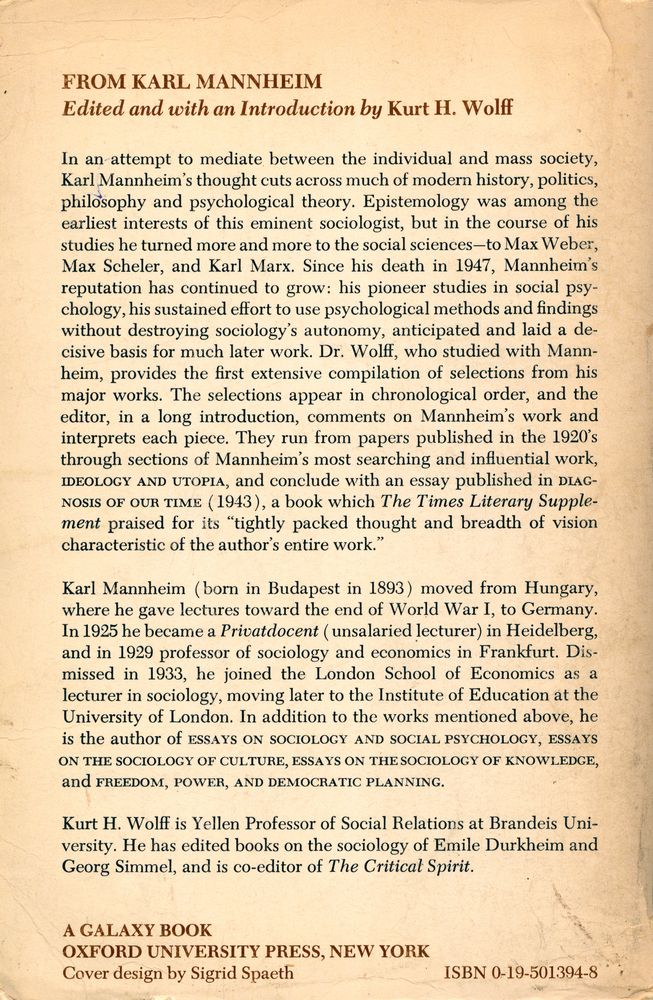 『FROM KARL MANNHEIM』 4