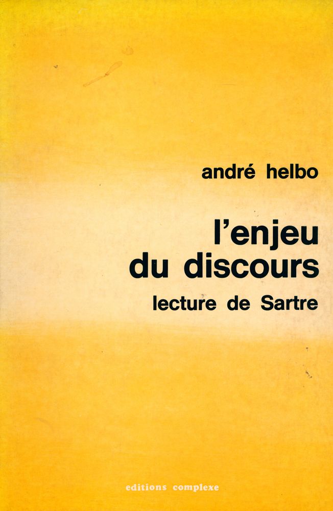 『l'enjeu du discours : lecture de Sartre』 1