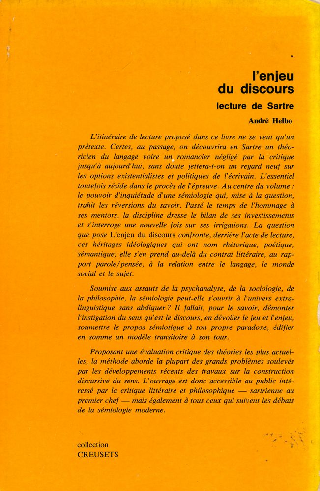 『l'enjeu du discours : lecture de Sartre』 5
