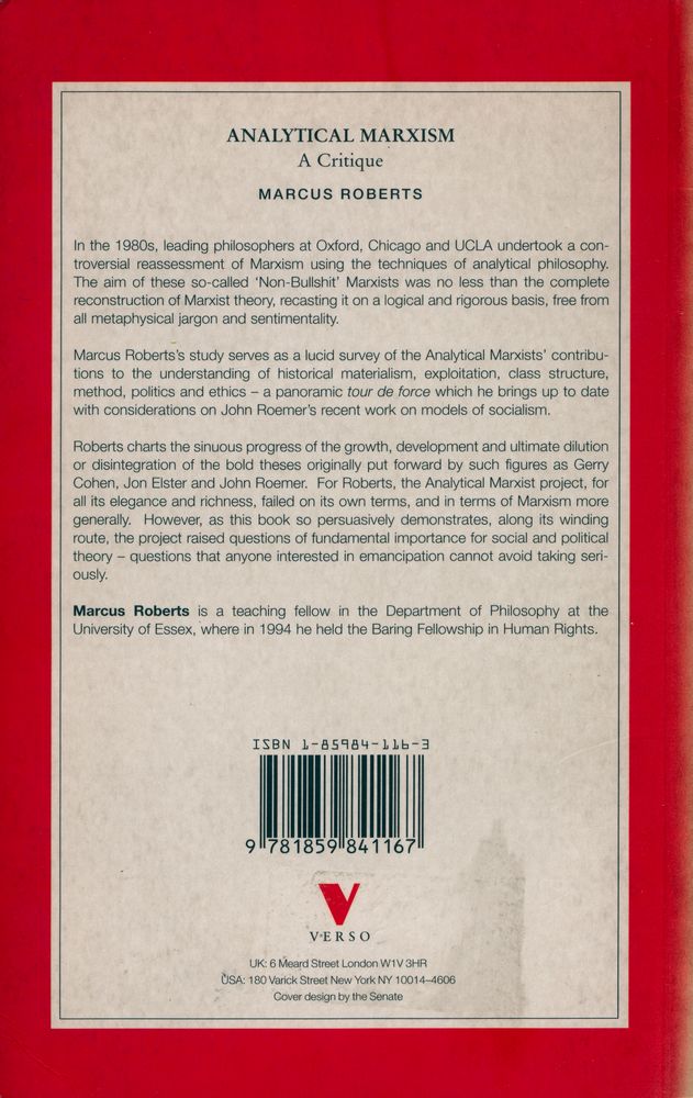『ANALYTICAL MARXISM : A CRITIQUE』 3