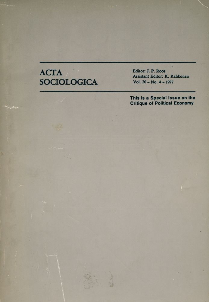 『ACTA SOCIOLOGICA』 Vol. 20 No. 4 1