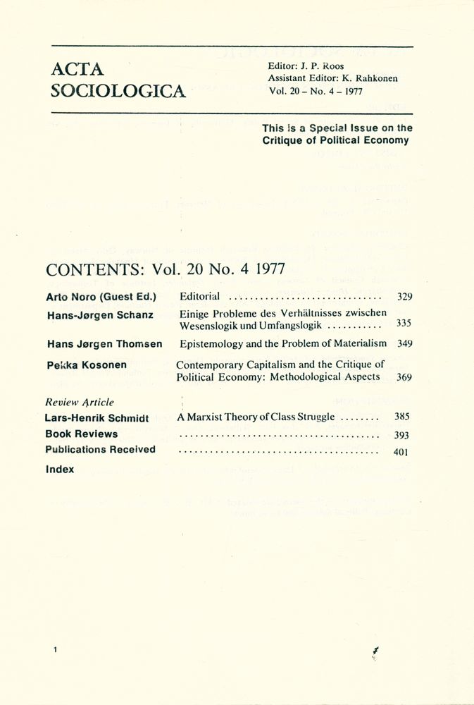 『ACTA SOCIOLOGICA』 Vol. 20 No. 4 2