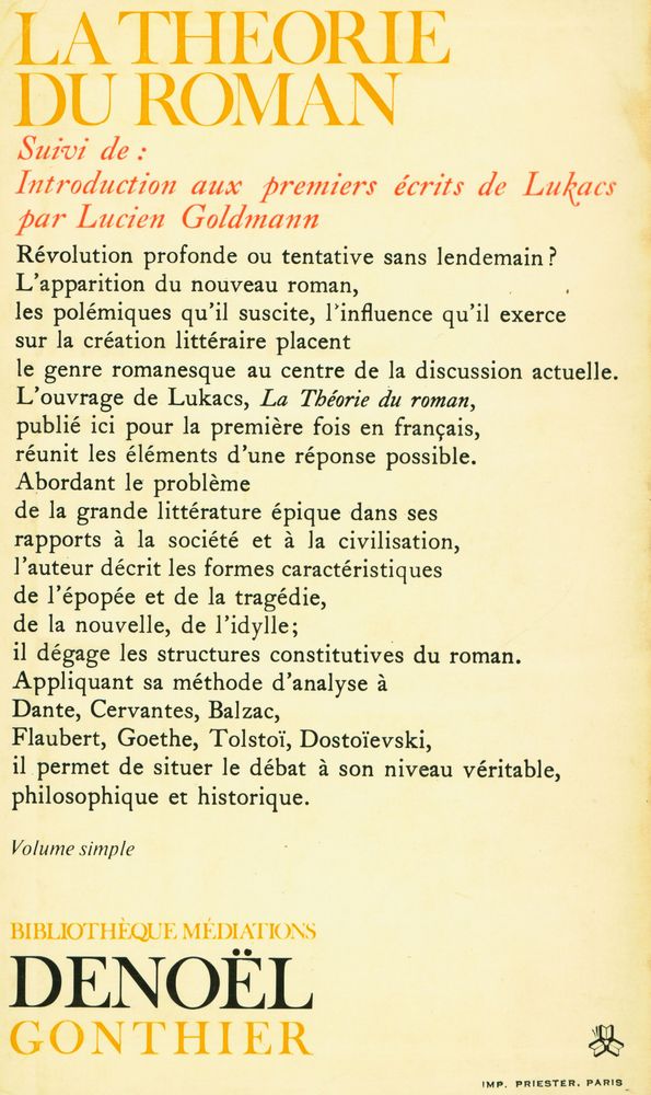 『LA THEORIE DU ROMAN』 4